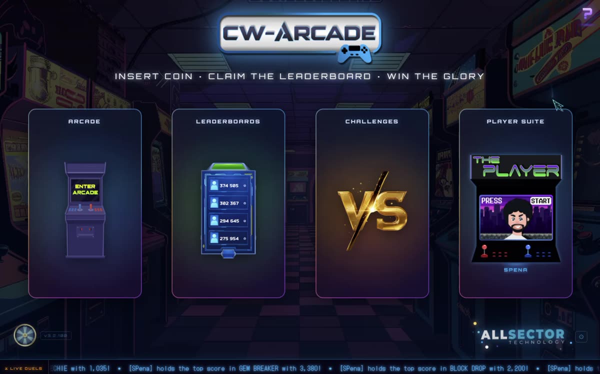 Preview of the CW-Arcade admin settings tour